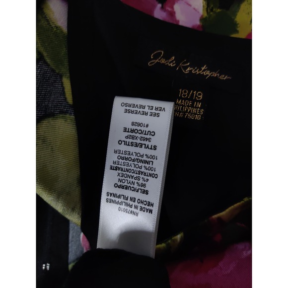 Jodi Kristopher Black Pink Floral Print High-Lo Hem Floor Length Formal Skirt 18 - Picture 7 of 7